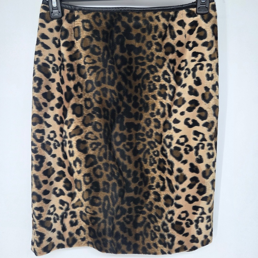 Luisa‎ Spagnoli Italy Leopard Print Lined Pencil Skirt 42 Medium